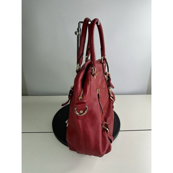 Michael Kors Bedford Large Red Leather Satchel/Bowling Bag - Picture 2 of 10